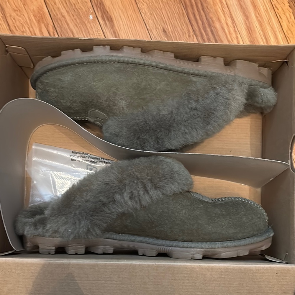 UGG Olive Fur-Lined Slippers - Picture 5 of 6